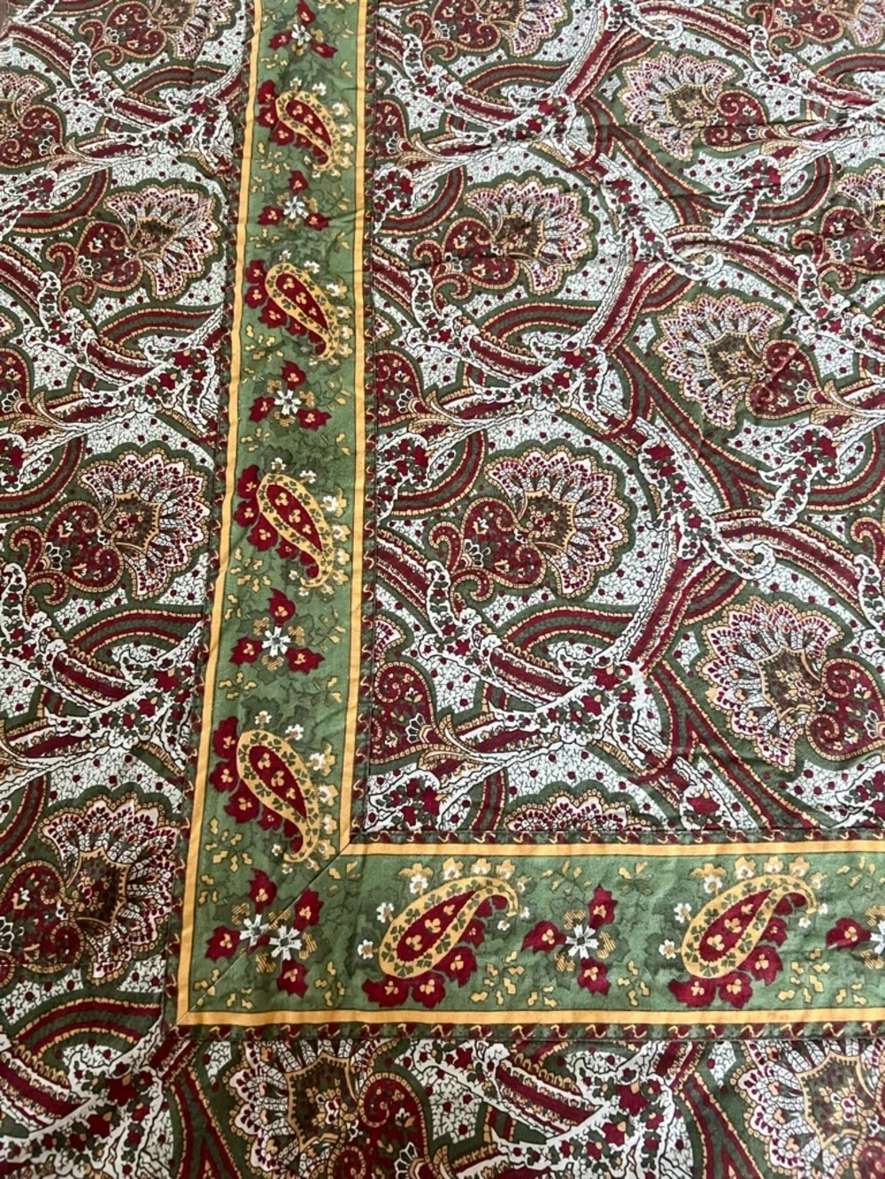 Williams Sonoma Provence Tablecloth Brown Green French Paisley  Autumn 70x90